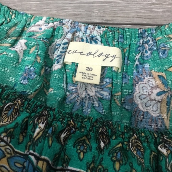 AVEOLOGY Off Shoulder Ruffled Hi Low Dress Floral Paisley Boho Print size 20 - Picture 9 of 11